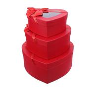 VALICLUD Caja de Obsequio para San Valentín 3 Piezas Forma de Corazón Roja Caja para Dulces y Flores de Cartón para Chocolates y Arreglos Románticos