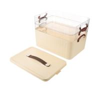 VALICLUD Caja Organizadora Grande para Medicamentos de Plástico Multicapa con Asa Portátil 3 Niveles Color Crema Organizador Multifuncional para Hogar y Viaje Botiquín de