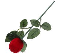 VALICLUD Caja para Anillos de Compromiso en Forma de Rosa Roja Hojas Joyero Oculto de Terciopelo 4X4 CM para Anillos de Boda y Promesa Estuche Creativo para San Valentín