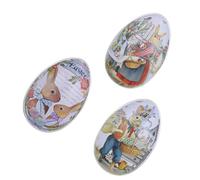 VALICLUD Cajas para Dulces de Hojalata Forma de Huevo de Pascua Set de 3 Unidades Pequeñas 65X45X5 CM Envases Resistentes y Decorativos para Almacenamiento Festivo