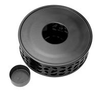 VALICLUD Calentador de Tetera de Acero Inoxidable Negro y Plata con Diseño Hueco, Base Metálica para Calentar Té y Café, Soporte para Vela para Uso en Hogar y Ambiente Cálido