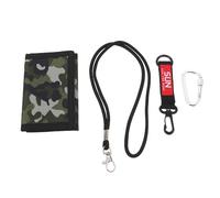 VALICLUD Cartera para Hombre con Cadena Plegable de Camuflaje Monedero de Tela Resistente Tarjetero Compacto de 3 Pliegues para Viaje y Deporte Billetera Delgada Antipérdida con Llavero