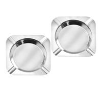 VALICLUD Cenicero de Acero Inoxidable Cuadrado 2 Piezas, Resistente y Portátil para Cigarrillos, Tamaño Compacto para Hogar, Oficina y Exterior, Diseño Clásico y Fácil de Limpiar