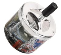 VALICLUD Cenicero Decorativo de Metal Extinción Automática Tapa Giratoria Tamaño Mediano Color Acero Inoxidable Cenicero para Cigarrillos de Escritorio Souvenir del Reino Unido