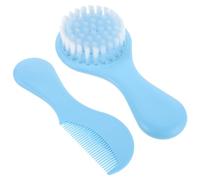 VALICLUD Cepillo y Peine para Niña Recién Nacido Kit de Cuidado con Cerdas Suaves Cepillo para Costra Láctea y Peine Ergonómico Azul para Niñas