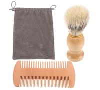 VALICLUD Cepillos para Barba de Madera Peine para Hombre Brocha de Afeitar Portátil con Bolsa de Almacenamiento para Viaje