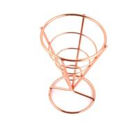 VALICLUD Cesta para Patatas Fritas y Bocadillos Tamaño Pequeño Acero Inoxidable Rosa Dorado Soporte para Conos y Snacks Uso en Restaurante y Hogar 1 Unidad