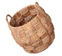 VALICLUD Cesta Tejida de Paja y Higo Cesta Redonda con Doble Asa Organizador de Almacenamiento para Alimentos de 255X255X2667 CM Adecuado para Cocina Despensa y Picnic