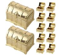 VALICLUD Cofres del Tesoro para Fiestas Pirata 12 Piezas Mini Cajas de Dulces Doradas de Plástico PP Reutilizables para Regalos y Decoración Infantil en Cumpleaños Halloween y Navidad