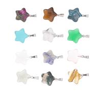 VALICLUD Colgantes DIY de Estrella de Cinco Puntas, 12 Piezas de Piedra Natural Multicolor, Accesorios para Joyería y Decoración de Collar, Amuletos Ligeros para Color Color Aleatorio