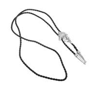 VALICLUD Collar Bolo Tie Vintage Cadena de Cuero para Hombre Joyería Occidental con Cabeza de Plata Antigua Decoración de Cuello para Camisas y Fiestas