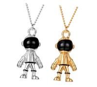 VALICLUD Collar de Astronauta de Aleación Metálica para Hombre y Mujer Estilo Hip Hop Ligero y Pequeño Juego de 2 Piezas en Color Dorado y Plateado Adecuado para Fiestas y Uso Diario