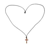 VALICLUD Collar de Cruz de Madera para Hombre y Mujer, Cordón Ajustable, Colgante Religioso Católico Pequeño, Collar para Oración, Joyería Espiritual Sencilla