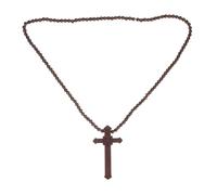 VALICLUD Collar de Madera con Colgante Cruz Crucifijo Rosario Unisex Cuentas Ligeras para Oración y Decoración Espiritual Accesorio Versátil para Bautizos y Celebraciones Cristianas