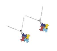 VALICLUD Collar Fácil de Poner y Quitar de Aleación de Rompecabezas de Autismo 2piezas Diseño Único y Brillante, Obsequio Adecuado para Cumpleaños