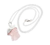 VALICLUD Collar Irregular de Piedra Áspera Colgante de Cristal de Flor de Durazno, 1 Unidad, Chapado en Plata, Diseño Artesanal de Amatista, para Uso Diario, Obsequio para Mujeres, Terapia