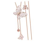 VALICLUD Collar Largo para Mujer Colgante de Mariposas y Flecos Cadena de Suéter en Color Rosa Dorado y Negro Joyas Sencillas y Moda para Fiestas y Uso Diario