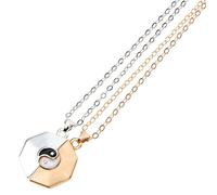 VALICLUD Collar Magnético para Parejas 1 Par Diseño de Bagua en Acabado Mate Dorado y Plateado Cadena de Cuello Ajustable Joyas Cuello Adecuado para San Valentín y Obsequio Romántico