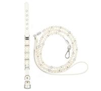 VALICLUD Collar para Perro de Perlas Ajustable Blanco Tamaño S Correa Flexible de 2 Piezas para Cachorros y Perros Pequeños Uso Diario y Paseo al Aire Libre