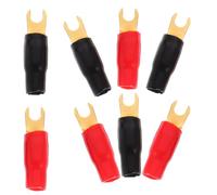 VALICLUD Conectores de Horquilla para Cable de Altavoz 0ga, 4 Pares (8 Piezas) de Terminales Eléctricos de Crimpado en Latón, Adaptadores de Pala Rojo y Negro para Sistemas de Audio