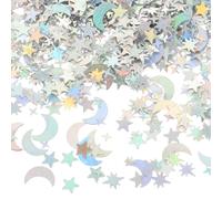 VALICLUD Confeti Brillante de Estrellas y Formas Plateadas de Pet para Adornos de Fiesta y Cumpleaños, Accesorio Brillante para Mesas y Manualidades Varios estilos