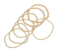 ValiCLUD Conjunto de 7 piezas Pulseras de moda para mujer Pulsera elástica perlas doradas Pulsera elástica perlas doradas Pulsera perlas fiesta para mujeres dejar ccb dorado, 7.00X7.00X0.70CM, CCB, No