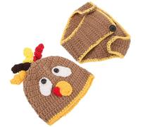 VALICLUD Conjunto de Accesorios para Fotografía de Ñiño Recién Nacido, Disfraz de Pavo Hecho a Mano, Gorro y Pañal de Algodón, Ropa Cómoda para Bebés de 0 a 3 Meses, Adecuado para Sesiones