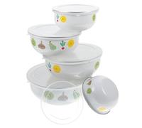 VALICLUD Conjunto de Cuencos de Enamel con Tapa para Mantener Frescos Ensaladas y Frutas Utensilios de Cocina Prácticos y Livianos