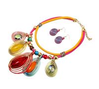 VALICLUD Conjunto De Joyas Africanas Para Mujer, Collar De Resina y Pendientes De Moda, Coloridos, Juego De 2 Piezas, Accesorios Para Fiesta y Celebración, Artesanales y Ligeros