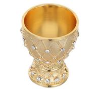 VALICLUD Copa Medieval Decorativa de Metal Dorado con Gemas Incrustados, Cáliz Vintage de Pie Alto para Vino y Whisky, Vaso Ceremonial Renacentista para Bodas y Fiestas Temáticas