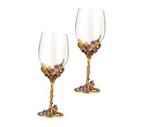 VALICLUD Copas de Vino Esmaltadas Doradas de Cristal Diseño de Flor de Iris Juego de 2 Unidades Copas Decorativas para Bodas y Regalos de San Valentín