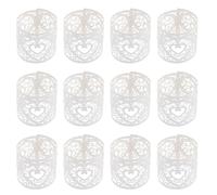 VALICLUD Cubiertas Decorativas para Velas LED de Té 50 Unidades Diseño Hueco de Corazón Color Blanco Hielo Envoltorios de Papel Iridiscente para Decoración de Hogar y Fiestas