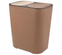 VALICLUD Cubo Basura Doble con Tapa Plástico PP Duradero Diseño Seco y Húmedo Abertura Amplia con Botón Contenedor Clasificador para Cocina y Baño Color Café