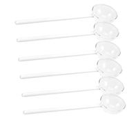 VALICLUD Cucharas de Vidrio Transparente de Mango Largo Cucharas para Café Reutilizables Resistentes a Altas para Set de 6 Piezas