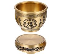 VALICLUD Cuenco de Prosperidad de Latón Vintage con Base de Montaña 9.5 CM, Tazón de Dinero Feng Shui para Decoración del Hogar y Oficina, Cuenco del Tesoro para Buena Suerte y