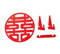 VALICLUD Decoración de Boda Tradicional Carácter Doble Felicidad en Fieltro Rojo, Centro de Mesa para Ceremonia Interior, Adorno Chino para Sala de Bodas y Compromisos, Decoración Festiva