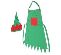 VALICLUD Delantal Navideño Verde de Tela No Tejida Gorro a Juego Conjunto de 2 Piezas para Fiestas Familiares Decoración Festiva para Cocina Hornear y Eventos Navideños