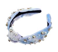 VALICLUD Diadema Ancha Nudo para Mujer Tocado de Moda Perlas Teñidas para Niña Diadema de Perla Cabello