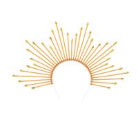 VALICLUD Diadema de Diosa María Dorada Forma de Sol Radiante Tiara Vintage con Pinchos y Bridas Accesorio para Cosplay Halloween y Fiestas Temáticas Talla Ajustable para Mujer