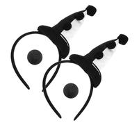 VALICLUD Diadema de Felpa 2 Sombreros Blancos y Negros 2 Narices de Espuma Negras Tocados de Carnaval para Halloween Disfraces y Fiestas Temáticas