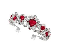 VALICLUD diadema de fiesta de cristal nupcial para fiesta Ropa de cabeza de boda tiara del dia de san valentin de perlas de novia Ropa de cabeza de moda rojo