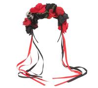 VALICLUD Diadema de Flores de Halloween y Día Muertos Tocado Gótico Rosas Negras y Rojas Accesorios Cabello en Fiestas Cosplay y Carnaval
