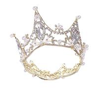 VALICLUD Diadema de Flores de Perla Estilo Reina Accesorios Cabello de Novia Brillante Tiara para Ceremonia Nupcial