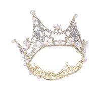 VALICLUD Diadema de flores de perlas de estilo barroco novia boda tiara real Tocados nupciales coronas de tiara de princesa venda nupcial tiara enjoyada diadema tiara aleación