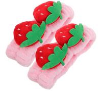 VALICLUD Diadema de Fresa para Spa y Lavado Facial, Accesorio de Tela y Elástico, 2 Piezas, Diseño Adorable para Mujeres y Niñas