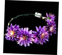 VALICLUD Diadema De Luminosa Diadema Led Brillante Diadema Hawaiana Tropical Diademas Hippies Para Mujer Banda Para El Cabello Flor Led Vistoso Coronas De Flores Para Púrpura Paño