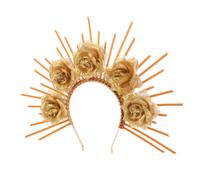 VALICLUD Diadema Decorativa Dorada de Plástico Estilo Elegante para Mujer, Tocado para Cabello en Bodas y Banquetes, Accesorio Adecuado para Fiestas y Disfraces