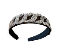 VALICLUD Diadema Decorativa Gemas de Imitación Negra y Blanca, Banda Elástica Cabello, Diseño Fino y Brillante, Accesorio para Novia y Eventos Obsequios