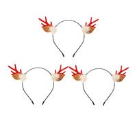 VALICLUD Diadema Navideña de Alce Orejas de Gato 3 Piezas Diseño Bola de Pelo Acero Inoxidable y Poliéster Ligera y Cómoda para Fiestas y Celebraciones de Navidad