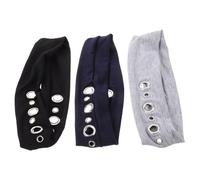VALICLUD Diademas Elásticas Punk Rock para Mujer, 3 Piezas de Tela Transpirable Ojales Huecos en Colores Gris Claro, Negro y Azul Marino, Accesorios para Festivales de Música y Fiestas